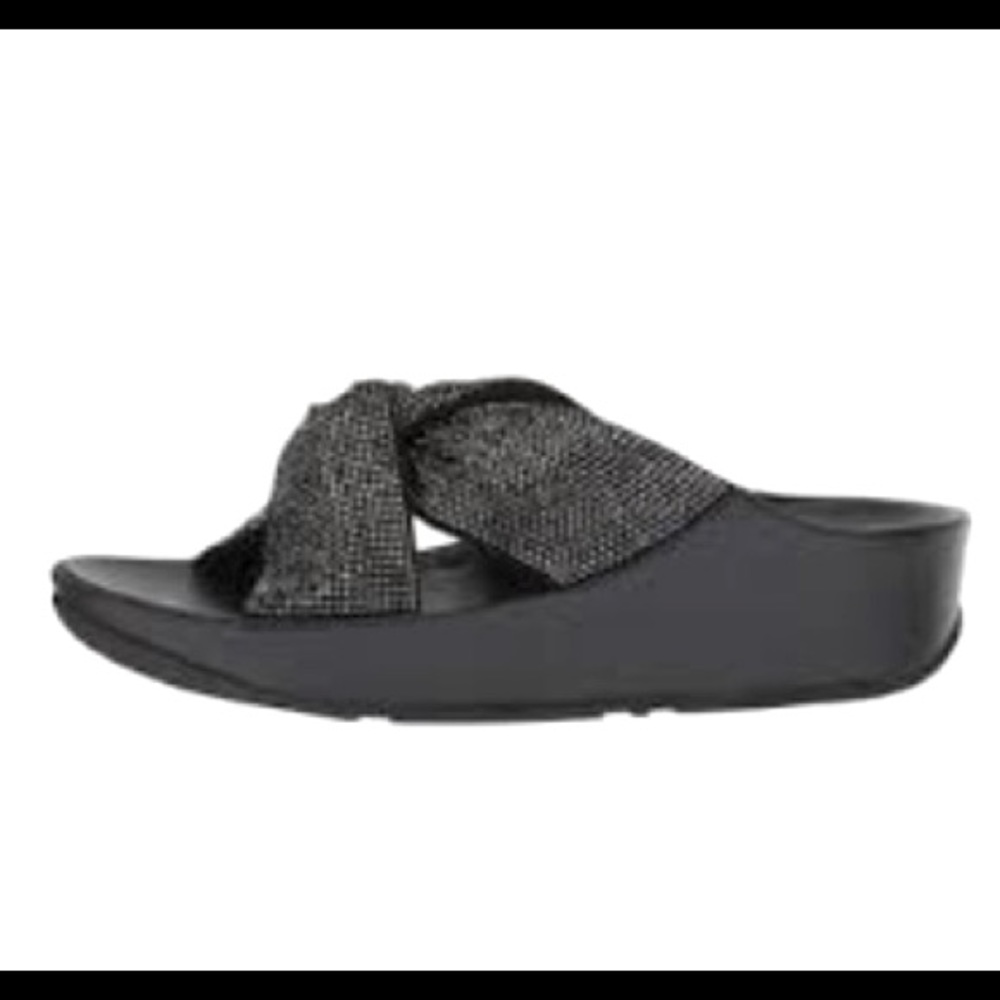 Women’s fit flop black crystal twist top slides